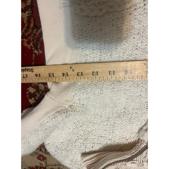 Sleeping On Snow Anthropologie Wool Alpaca Cotton Knit Ivory Zip Cardigan Small - Picture 8 of 8